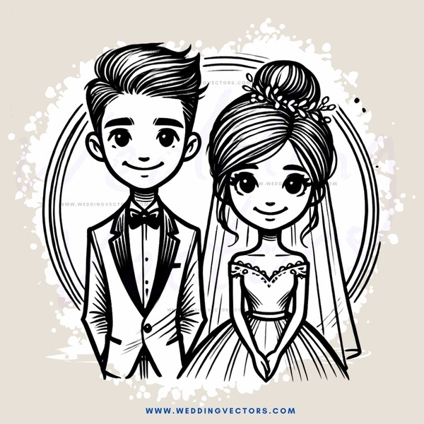 a wedding couple in black and white