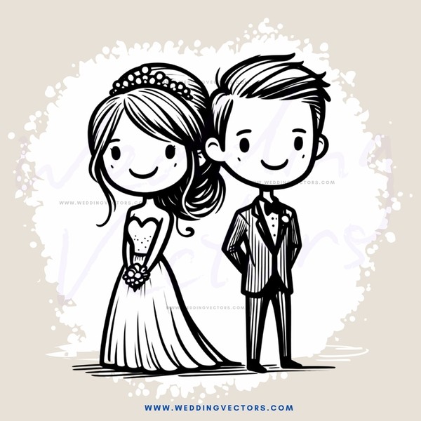 a wedding couple in black and white