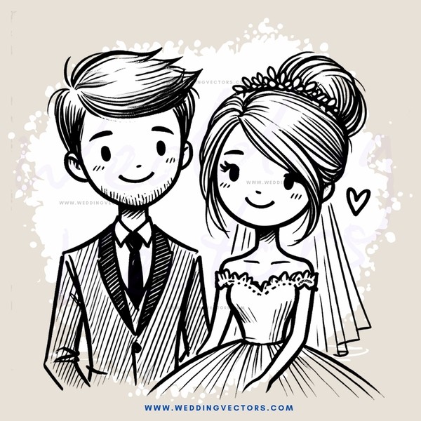 wedding couple cartoon