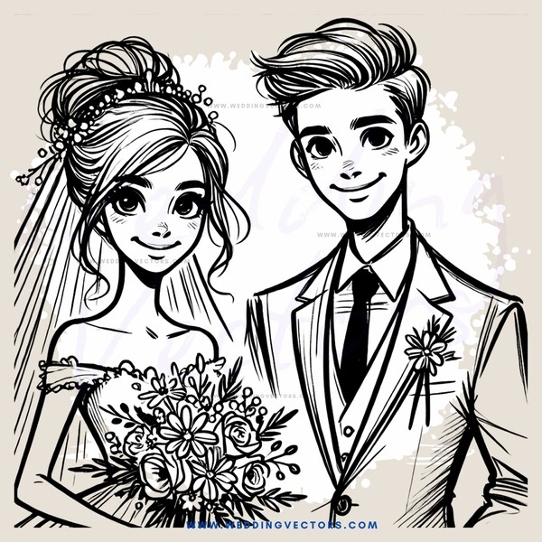 wedding portrait in black and white