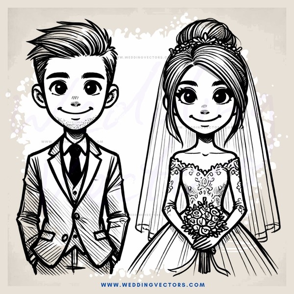 young couple on their wedding day