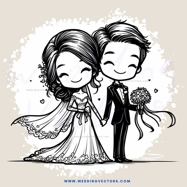 wedding portrait with couple in tuxedos and dresses