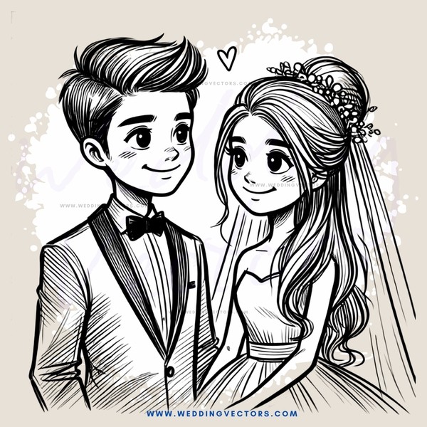 a bride and groom standing next to each other