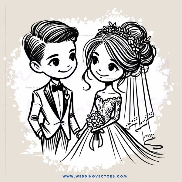 a bride and groom pose for their picture