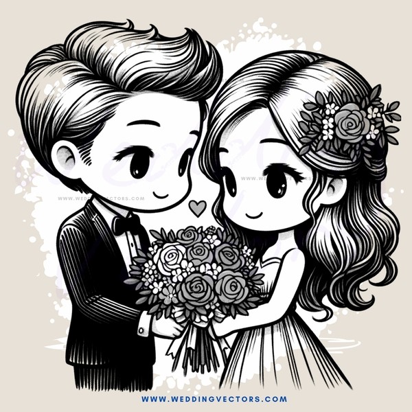 cartoon couple hugging
