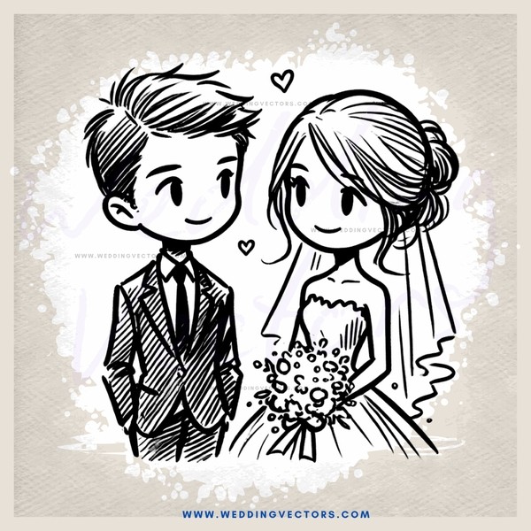 newlyweds smile at their wedding picture