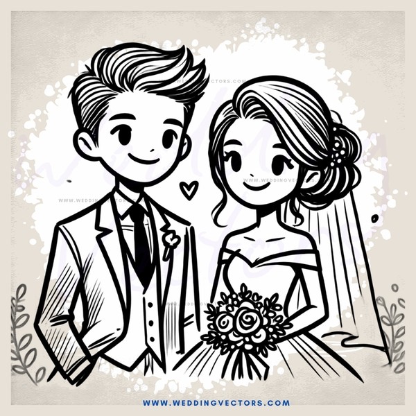 groom and bride cartoon
