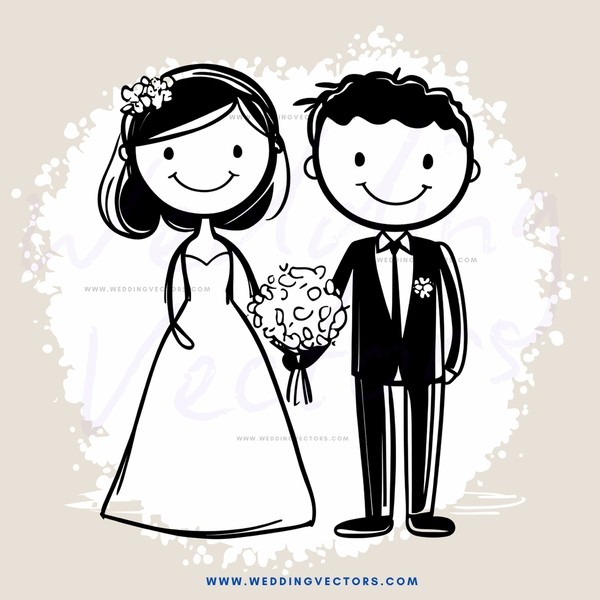 a bride and groom holding flowers
