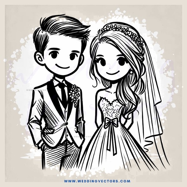 a boy and girl on their wedding day