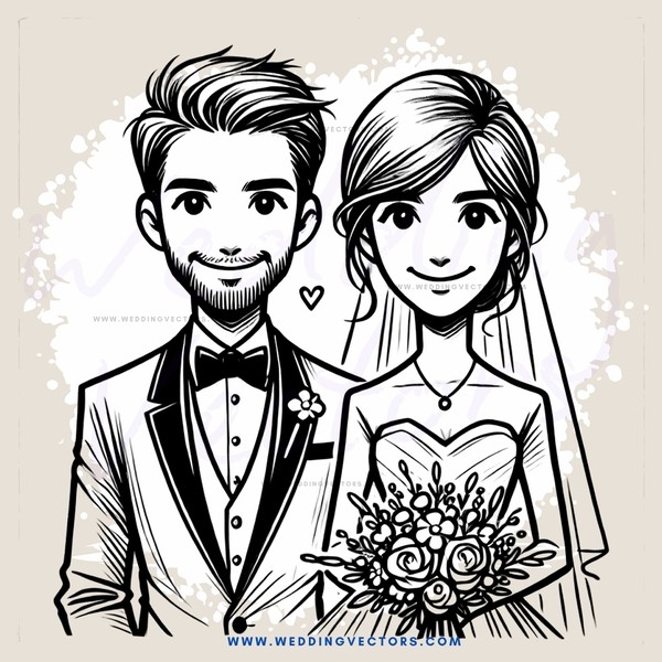 a couple standing together and holding flowers