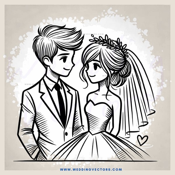 bride and groom in black and white