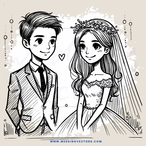 a boy and girl on their wedding day