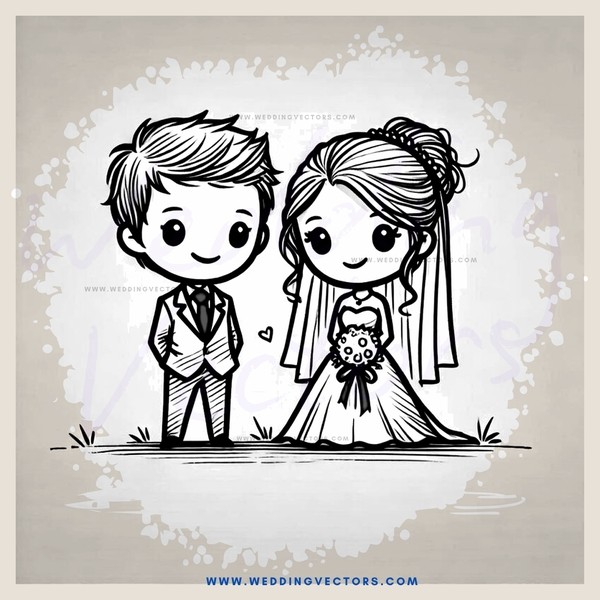 young couple with bride and groom in a field