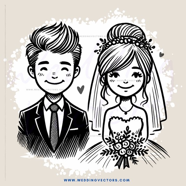wedding portrait in black and white