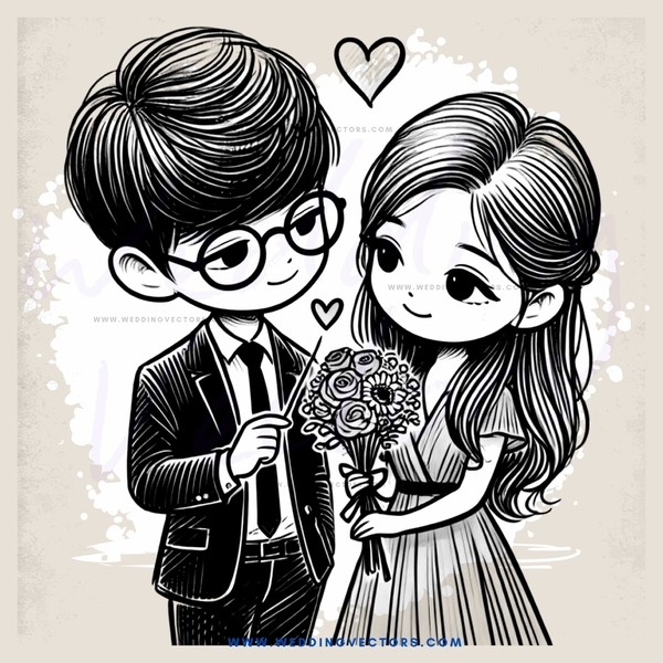 boy with glasses and girl with long hair