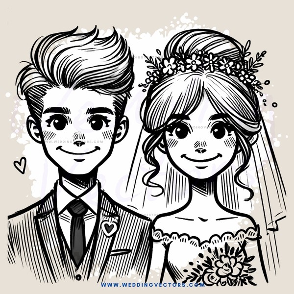 a couple's portrait with wedding attire and accessories