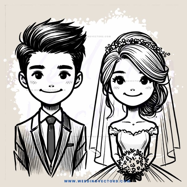 wedding portrait in black and white