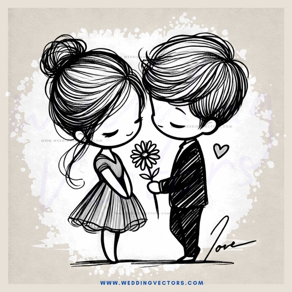 a girl and boy holding flower