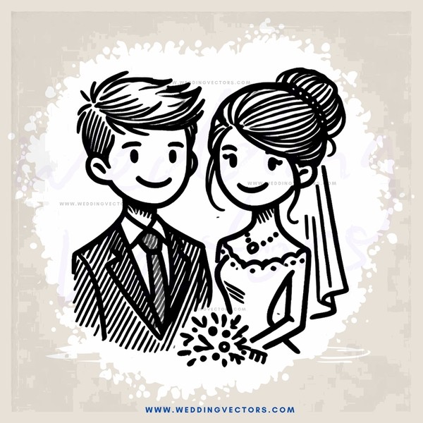 a bride and groom holding flowers