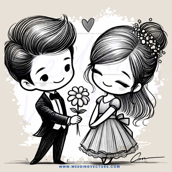 a man and woman holding a flower and smiling