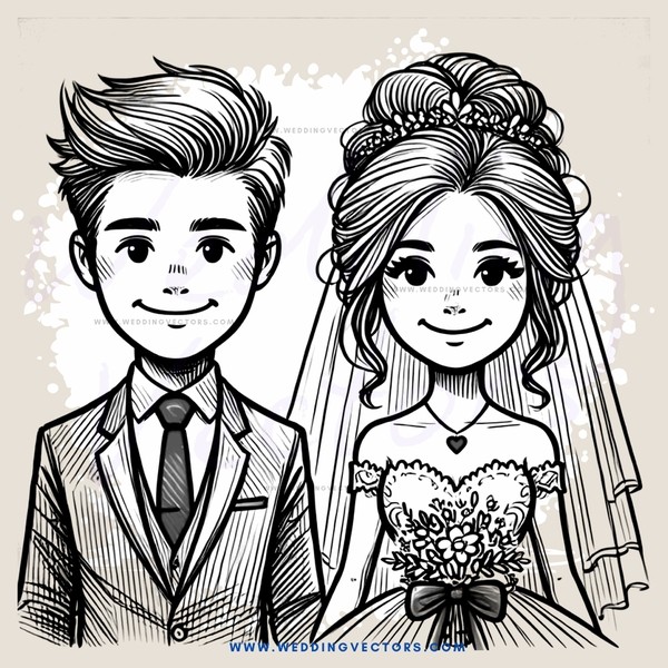 young couple on their wedding day