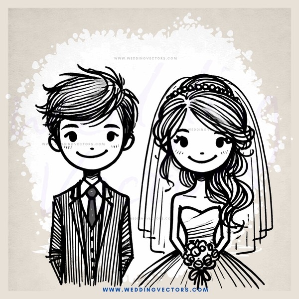 bride and groom cartoon