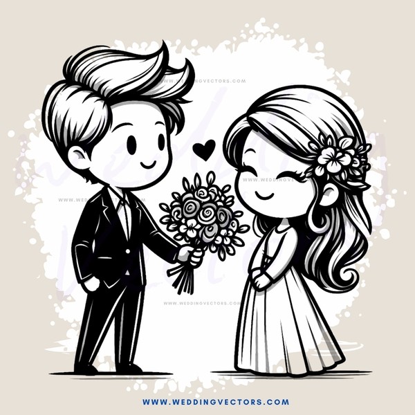 a couple exchanging flowers and loving each other