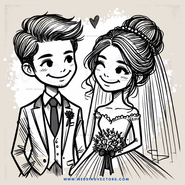 a bride and groom with their arms around each other