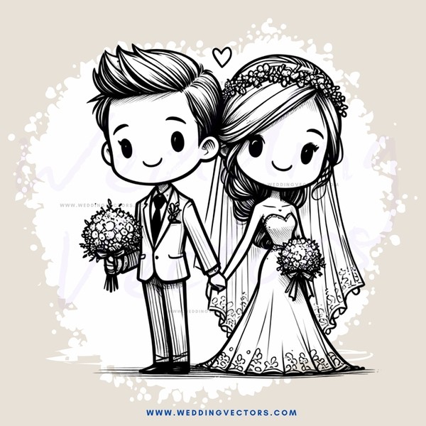 wedding couple holding flowers