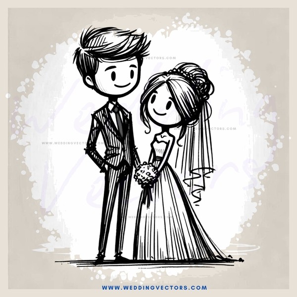 a wedding engagement sketch