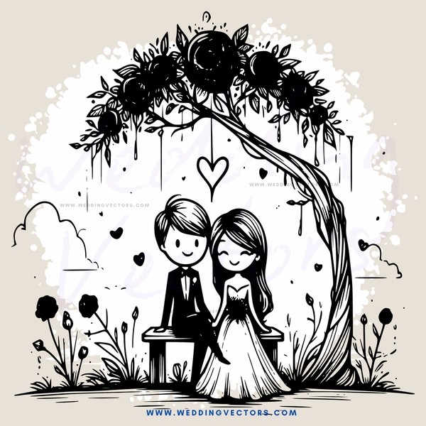 a couple sitting under an umbrella