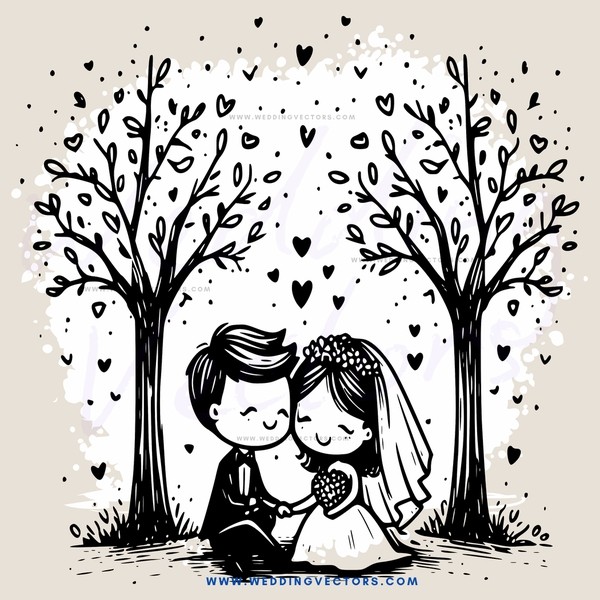 wedding couple in tree hug