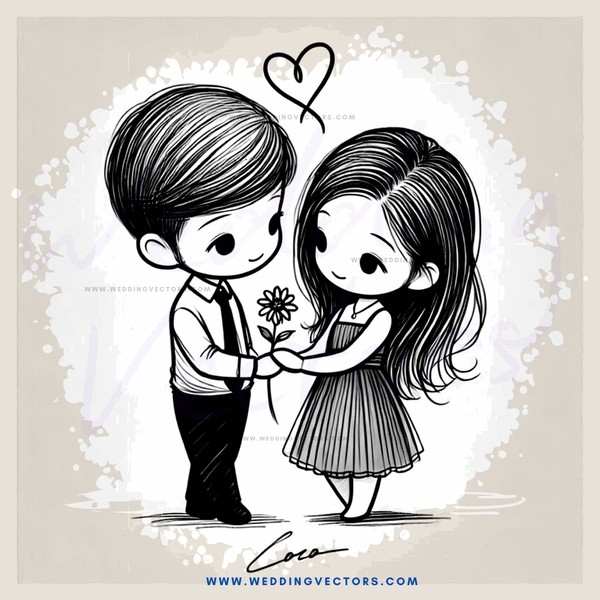 boy and girl holding flower