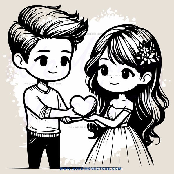 boy and girl holding heart