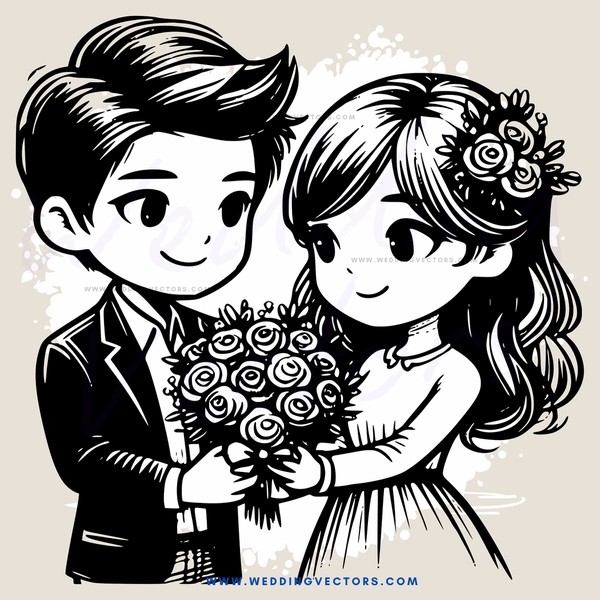 a couple holding flowers in their hands