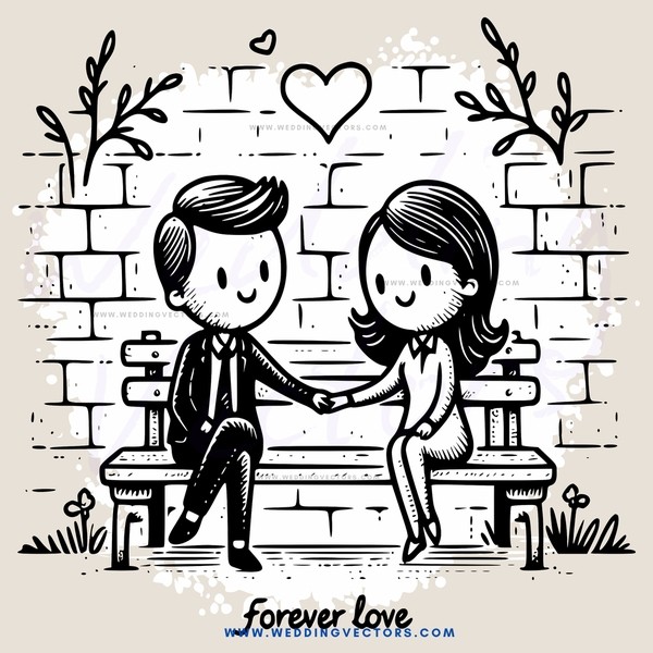 forever love in black and white drawing