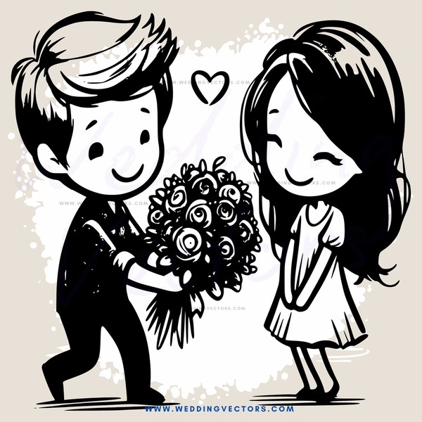 a boy with hair and a girl with hair smiling at each other
