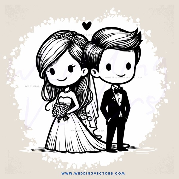 a bride and groom in love