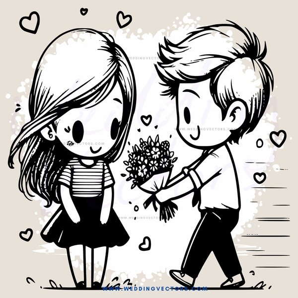 two kids holding flowers and smiling