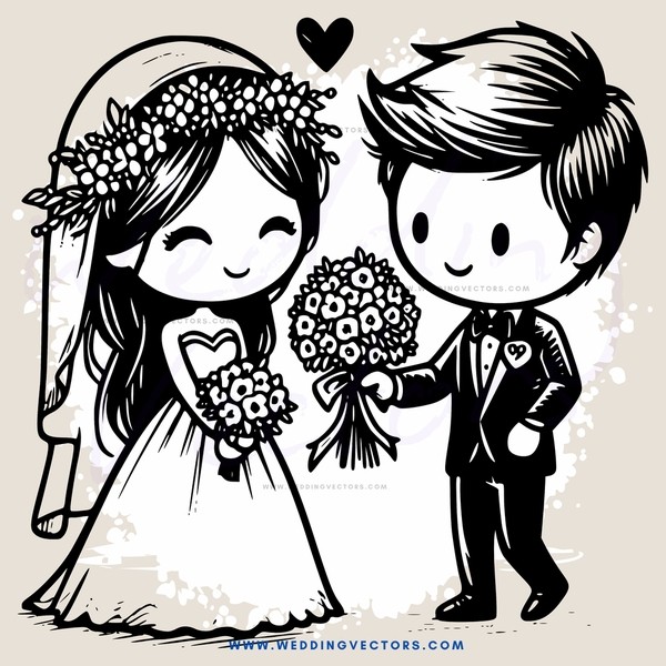 a bride and groom exchanging flowers