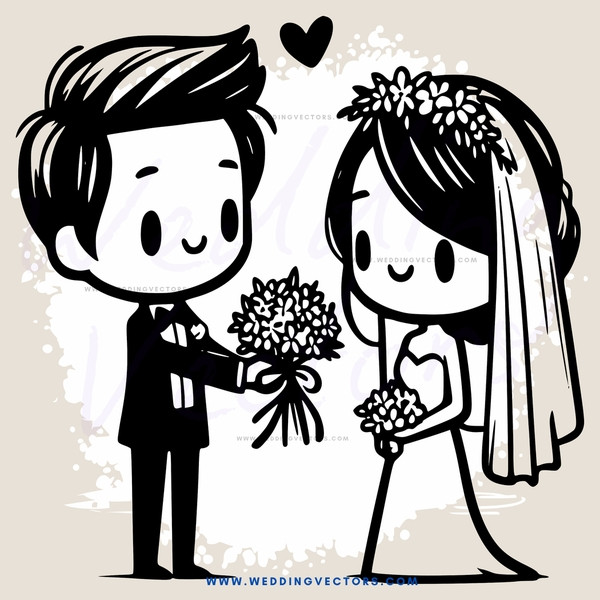 a bride and groom exchanging flowers