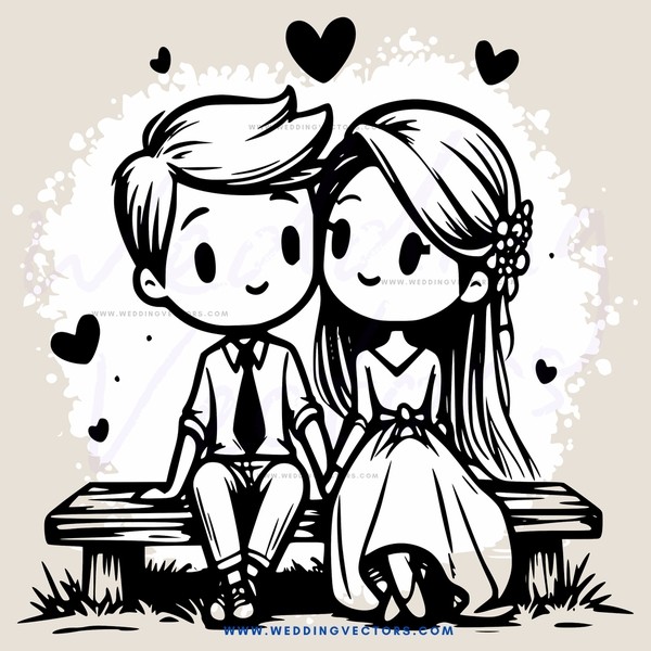 couple sitting on bench with flowers in hair