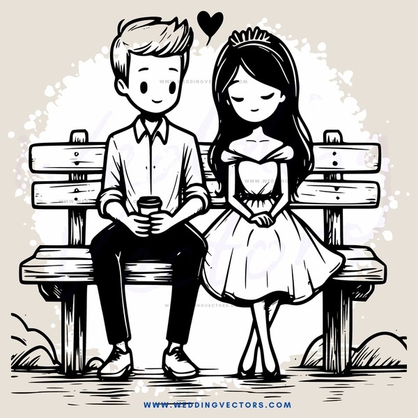 a couple sitting on a bench looking at each other