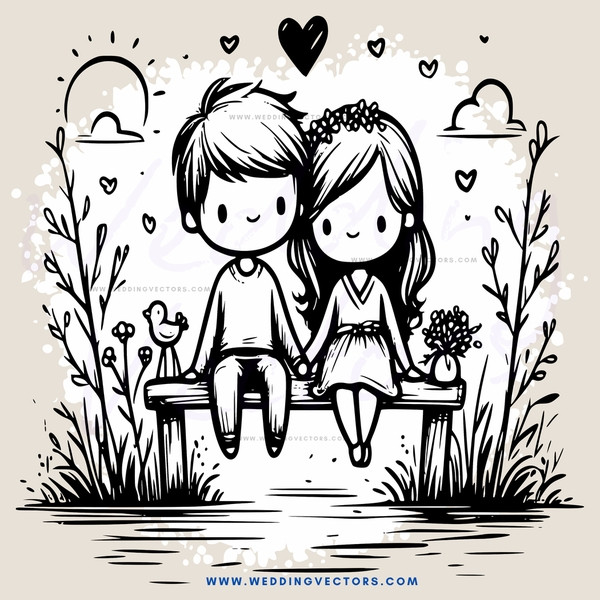 a boy and girl sitting on a bench