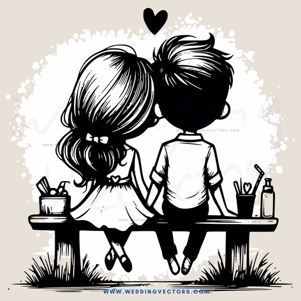 boy and girl sitting on a bench
