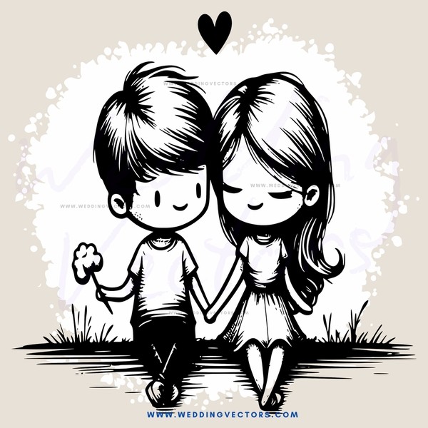 a man and woman holding hands in the grass