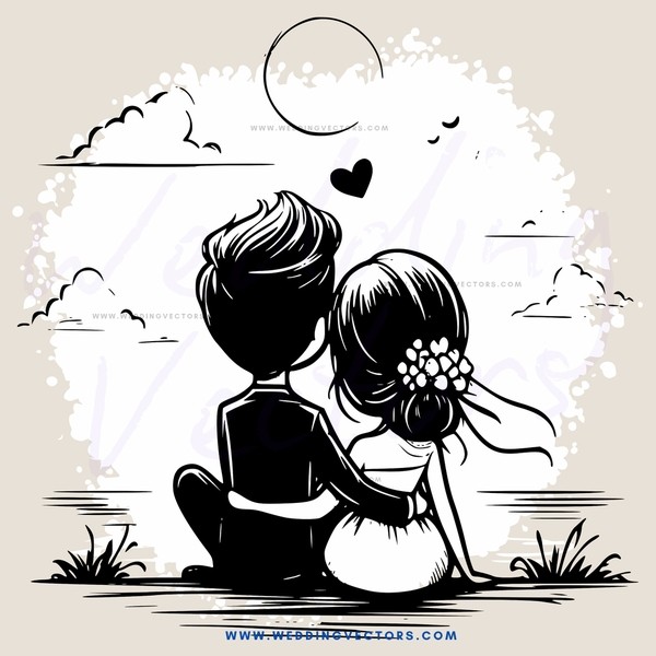 two people sitting under the moon