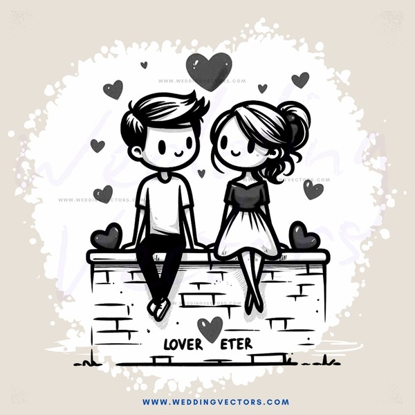 two lovers sitting on a brick wall