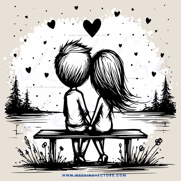 lovers on a bench in love