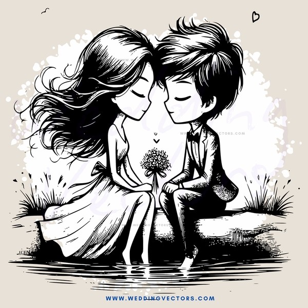 a lovers' kiss by the water